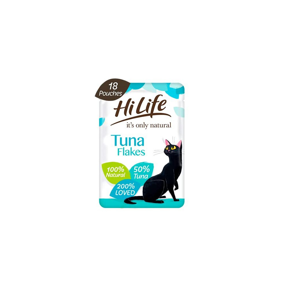 HiLife it's only natural - Complete Wet Cat Food - Tuna Flakes - 100% Natural Ingredients Grain Free, 18 Pouches x 70g