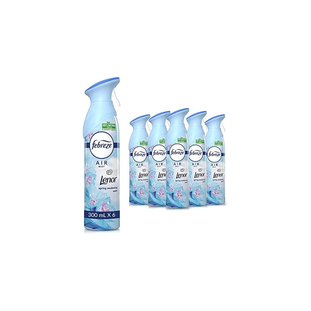 Febreze Air Freshener Spray, Odour Eliminator and Bathroom Freshener, Lenor Spring Awakening, 1.8 Litre (300 ml x 6)