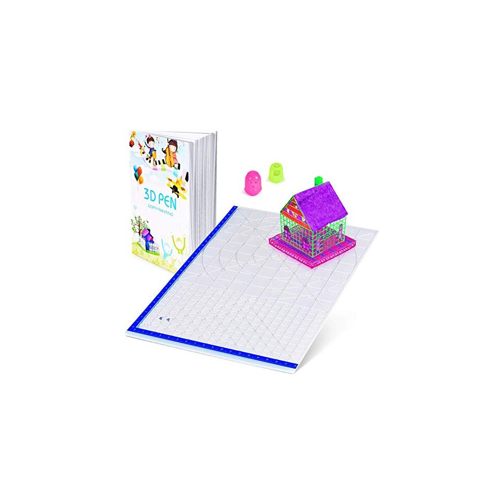 3D Printing Pen Mat with Basic Template, with 3D Pen Books and 2 Silicone Finger Caps, Great 3D Pen Drawing Tools