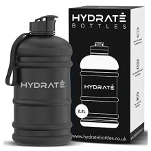 HYDRATE XL Jug 2.2 Litre Water Bottle - BPA Free, Flip Cap, Ideal for Gym, Large Sports Bottle, Extra strong material - Matte Black