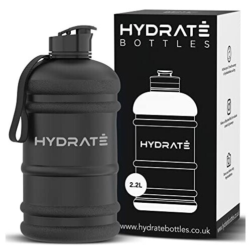 HYDRATE HYDRATE XL Jug 2.2 Litre Water Bottle - BPA Free, Flip Cap, Ideal for Gym, Large Sports Bottle, Extra strong material - Matte Black