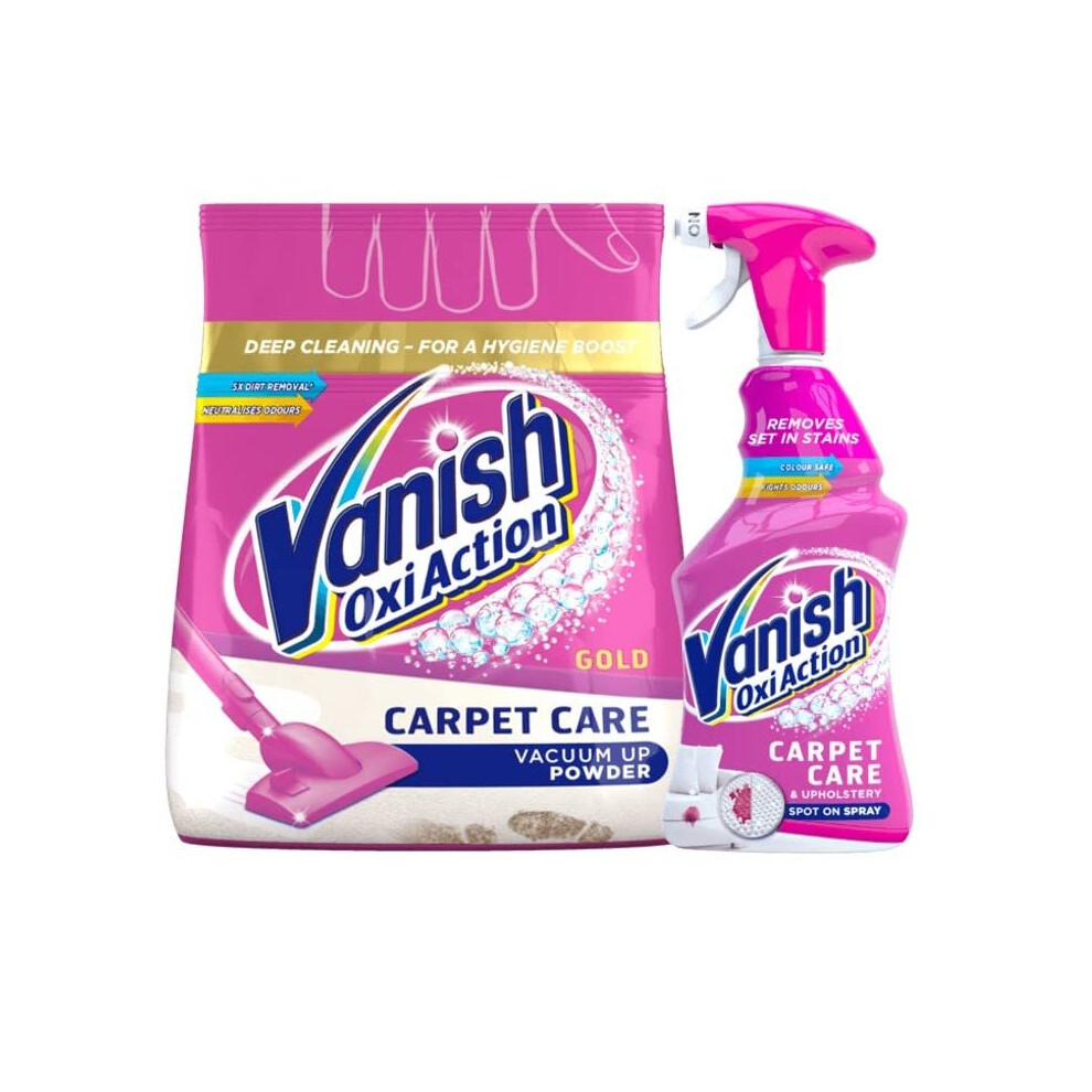Vanish Oxi Action Carpet Cleaner Kit, Gold Deep Clean Powder Size: 650g and Gold Stain Remover Spray, Size: 500ml