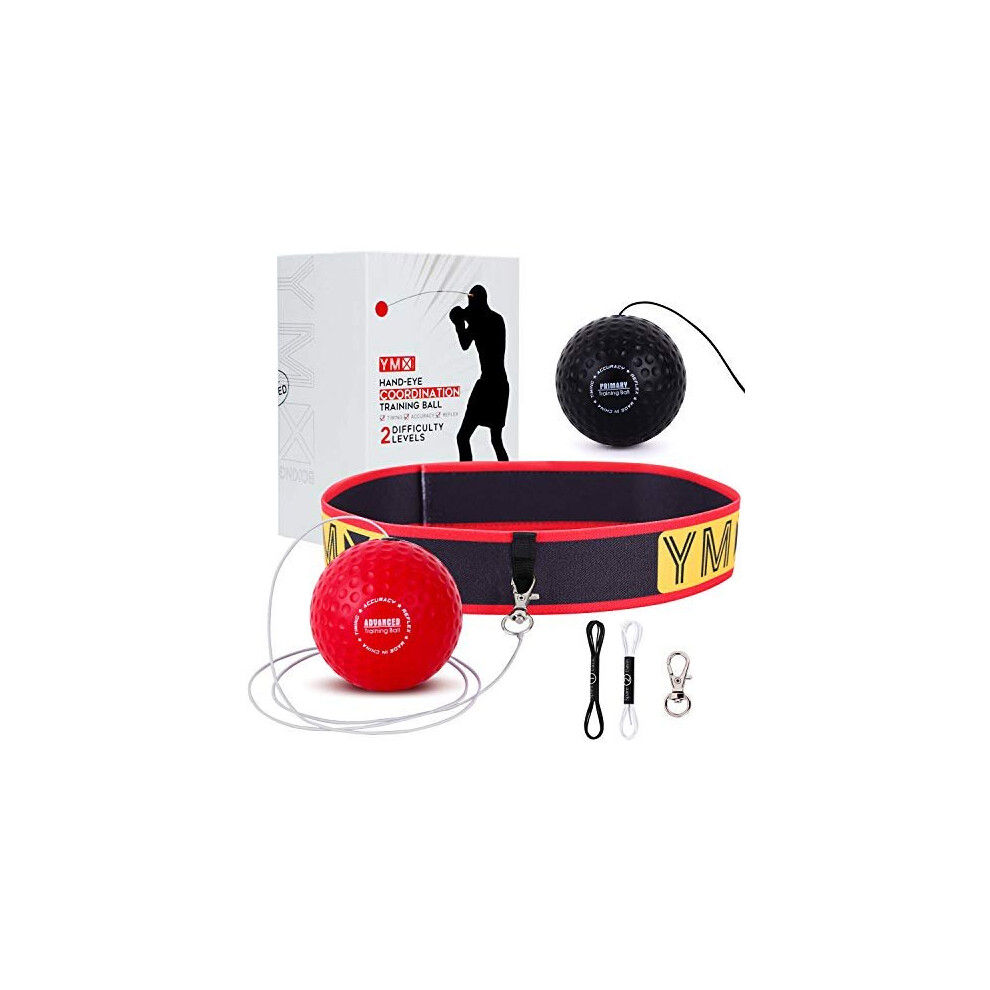 YMX BOXING Reflex Ball on String - Fight Ball with Adjustable Headband, Soft Foam Balls - Improve Hand Eye Coordination, Reaction Speed, Focus,