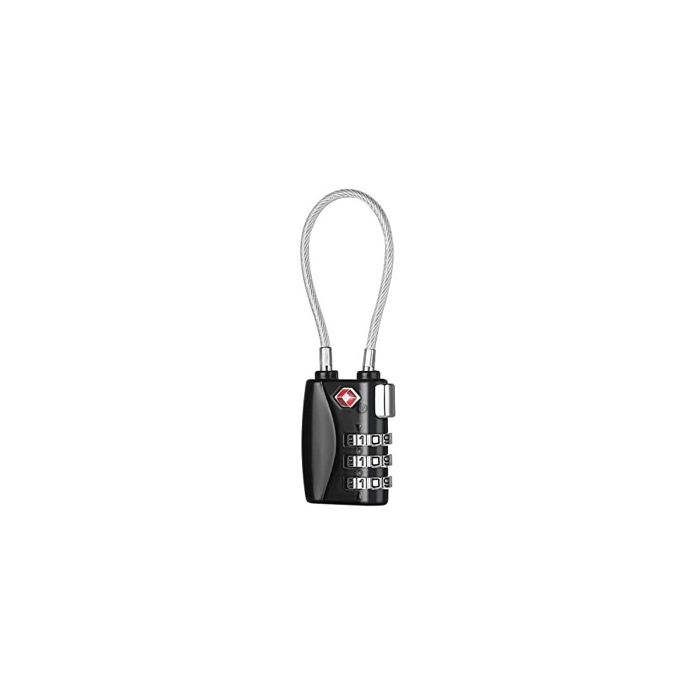 ZHEGE TSA Approved Luggage Locks, Travel Padlock, 3 Digit Combination Flexible Cable Padlock for Luggage, Suitcase, Backpack, Laptop Bag Zippers,