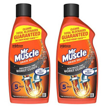 Mr Muscle Drain Unblocker, Sink & Drain Cleaner, Heavy Duty Drain Gel, 2 x 500 ml