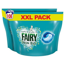 Fairy Non-Bio PODS, Washing Liquid Laundry Detergent Tablets / Capsules, 108 Washes (54 x 2), Huggably Soft for Sensitive Skin