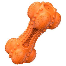 Squeaky Dog Chew Toy, Tough Durable Natural Rubber Bone with Toothbrush, Indestructible for Aggressive Chewers Large Medium Breed Teeth Cleaning