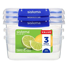 Sistema KLIP IT PLUS Food Storage Containers | 1 L | Leak-Proof, Stackable & Airtight Fridge/Freezer Containers with Lids | BPA-Free Plastic |