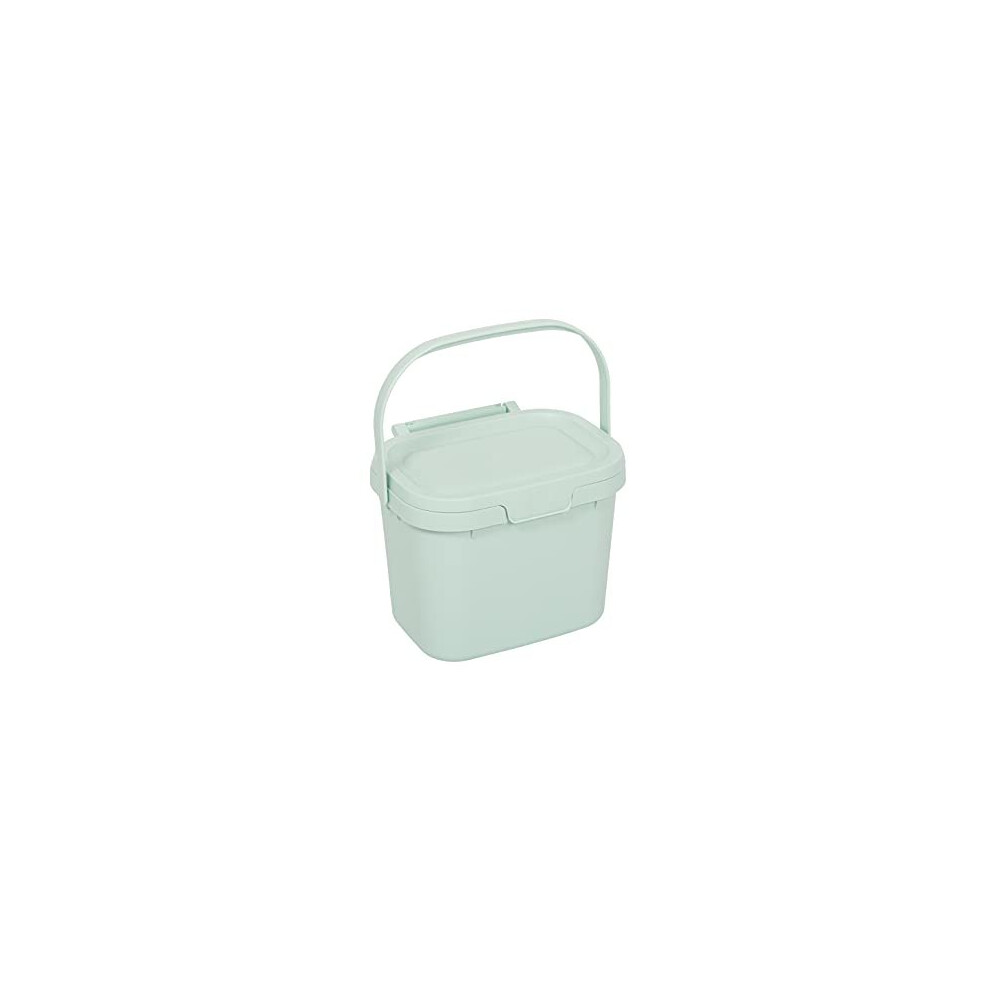 Addis Everyday Kitchen Food Waste Compost Caddy Bin, 4.5 Litre, Mist Soft Green, 518696