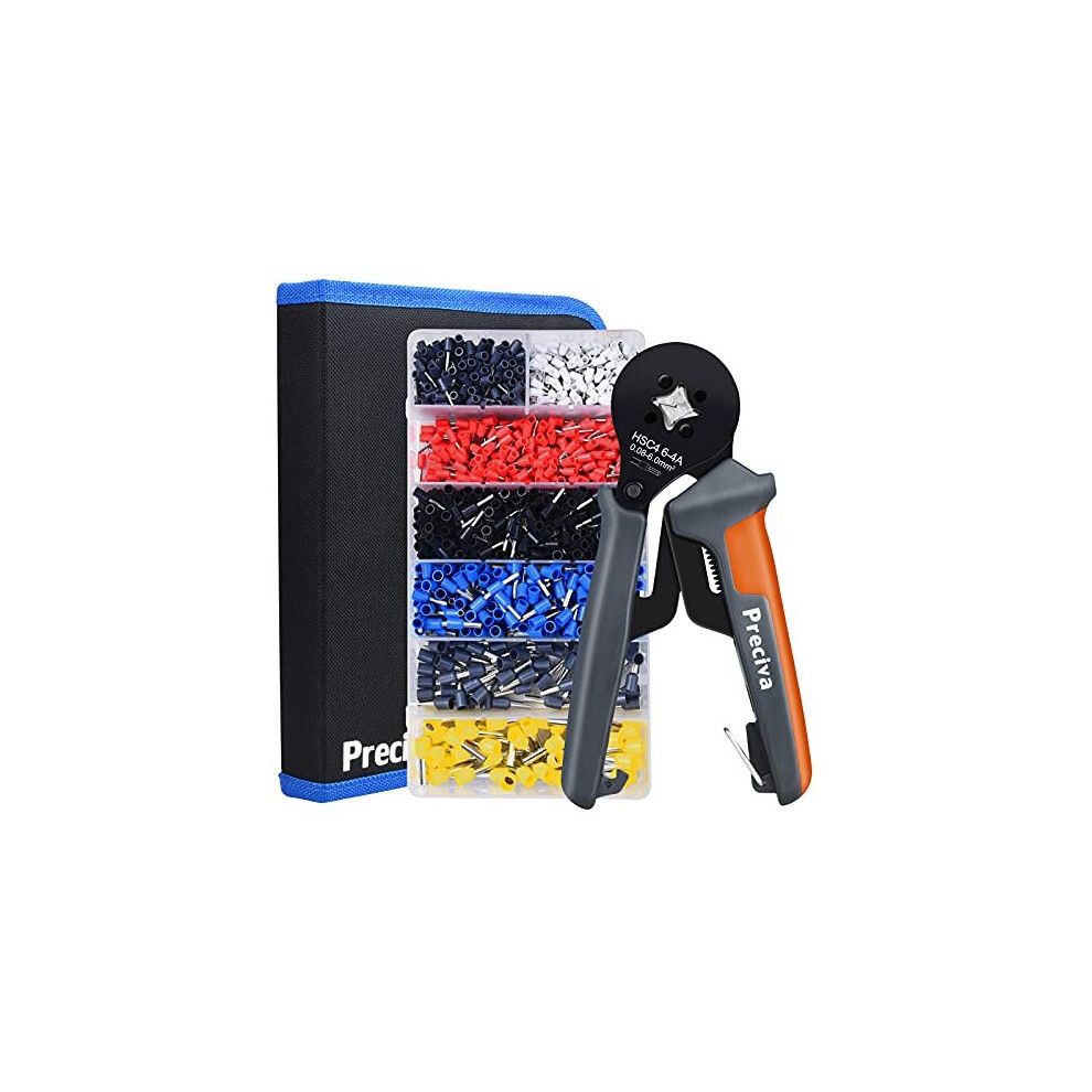 Preciva Ferrule Crimper Plier Kit, AWG28-10/0.08-6mm? Ferrule Crimping Tool Kit, Wire Crimping Tool with 1200 Wire Terminal Crimp Connectors and Wire