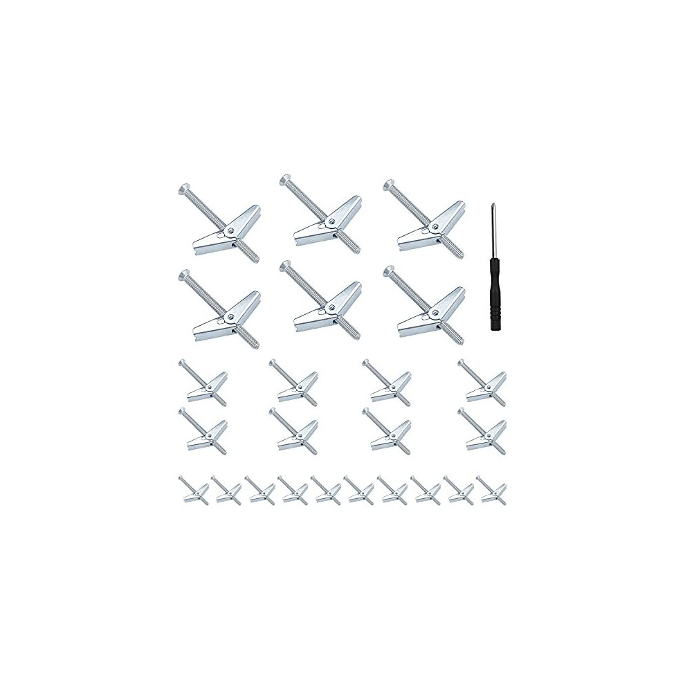 25PCS Wing Spring Toggle Hooks Butterfly Nut Wall Anchor Toggle Bolts Zinc Plated Plasterboard Hollow Walls Hanging Plants?Ceiling Hooks M3/50mm