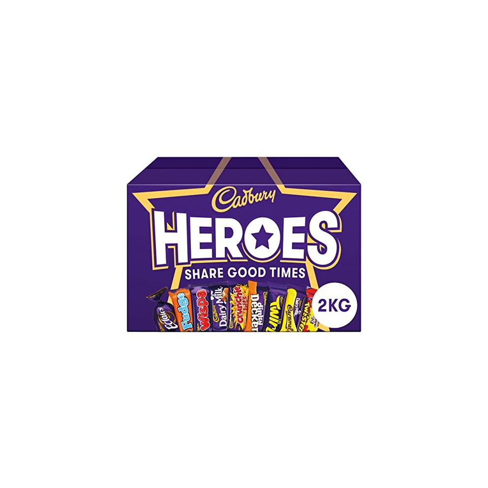 Cadbury Heroes Bulk Sharing Box OFFICIAL, Assortment of Mini Cadbury Chocolate Bars, Christmas, Birthday Gift, 2 kg