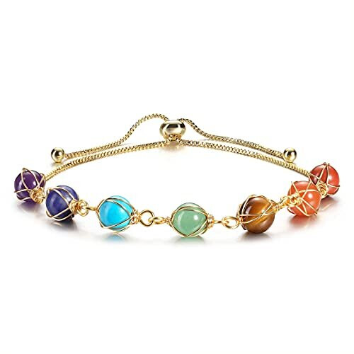 JOVIVI 7 Chakra Healing Crystal Bracelet Women Natural Gemstones Yoga ...