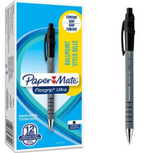 Paper Mate Flexgrip Ultra Retractable Ballpoint Pens | Medium Point (1.0mm) | Black | 12 Count