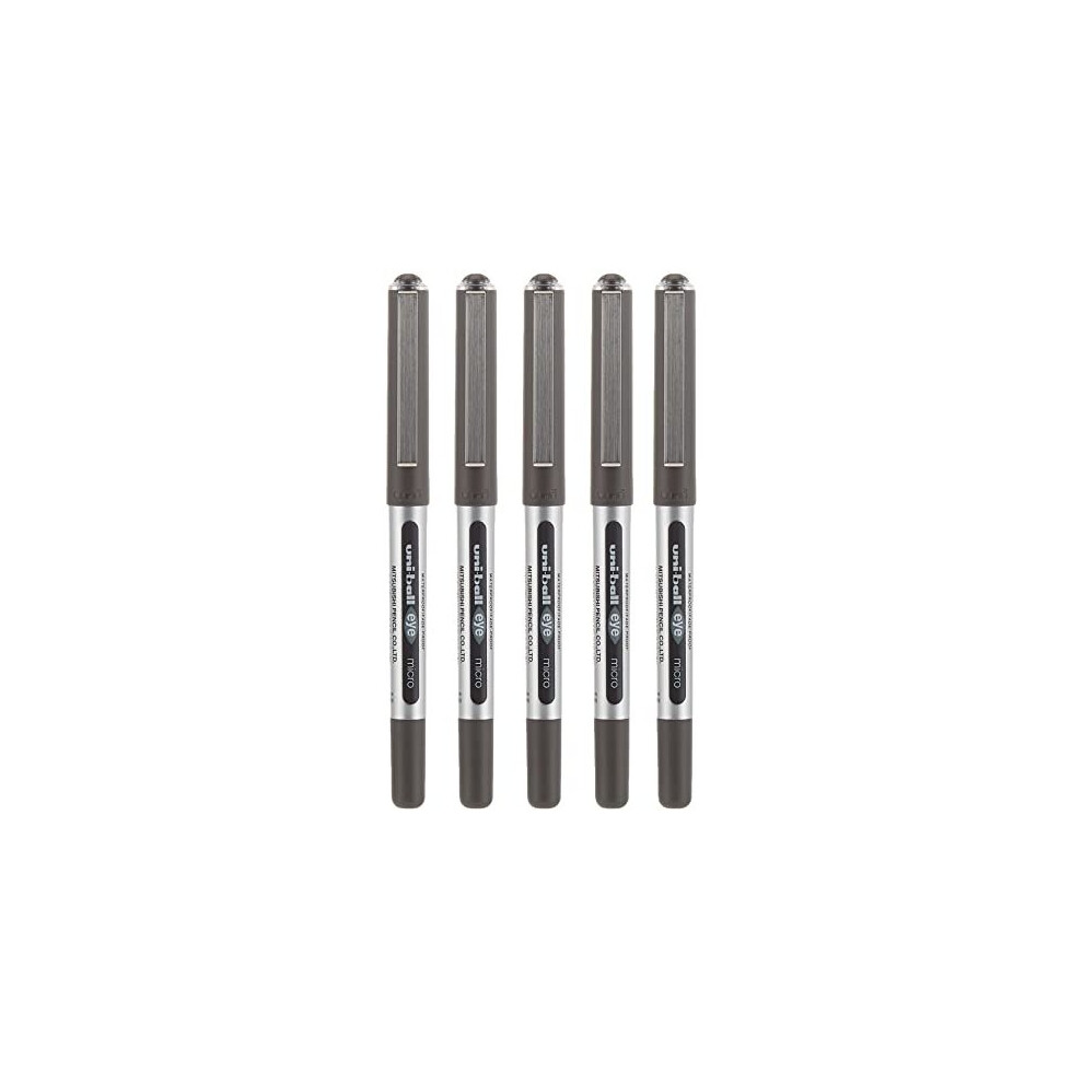 uni-ball Eye Micro UB-150 Rollerball Pens - Black, Pack of 5