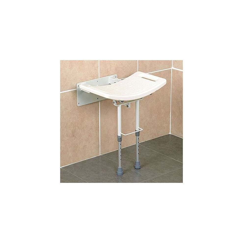 Homecraft Wall-Mounted Steel Shower Chair, Folding Shower Seat With Rubber Feet, Bath Stool For Bathing, Elderly, Disabled, And Limited Mobility,