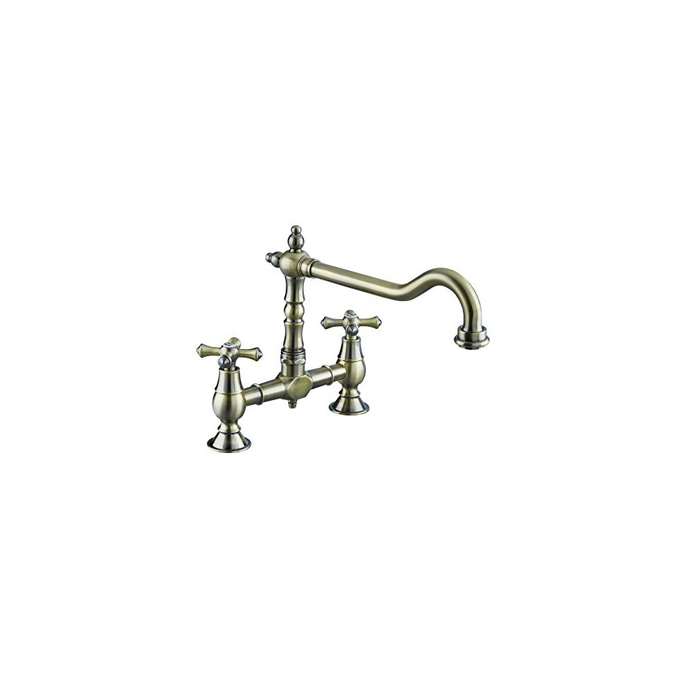 Bristan K BRSNK ABRZ Colonial Bridge Kitchen Sink Mixer Tap with Swivel Spout, Antique Bronze