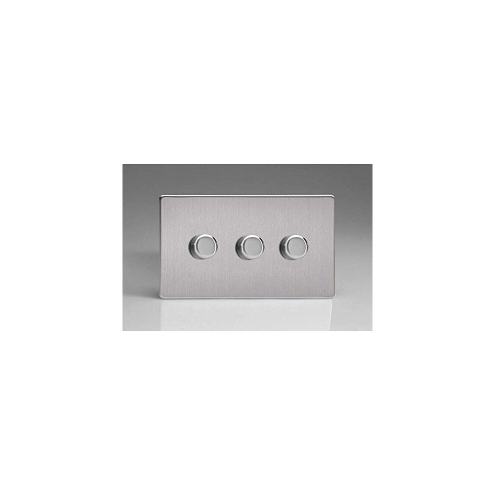 Varilight Jdsdp303s Leading & Trailing Edge Brushed Steel 3 Gang 5021575161052