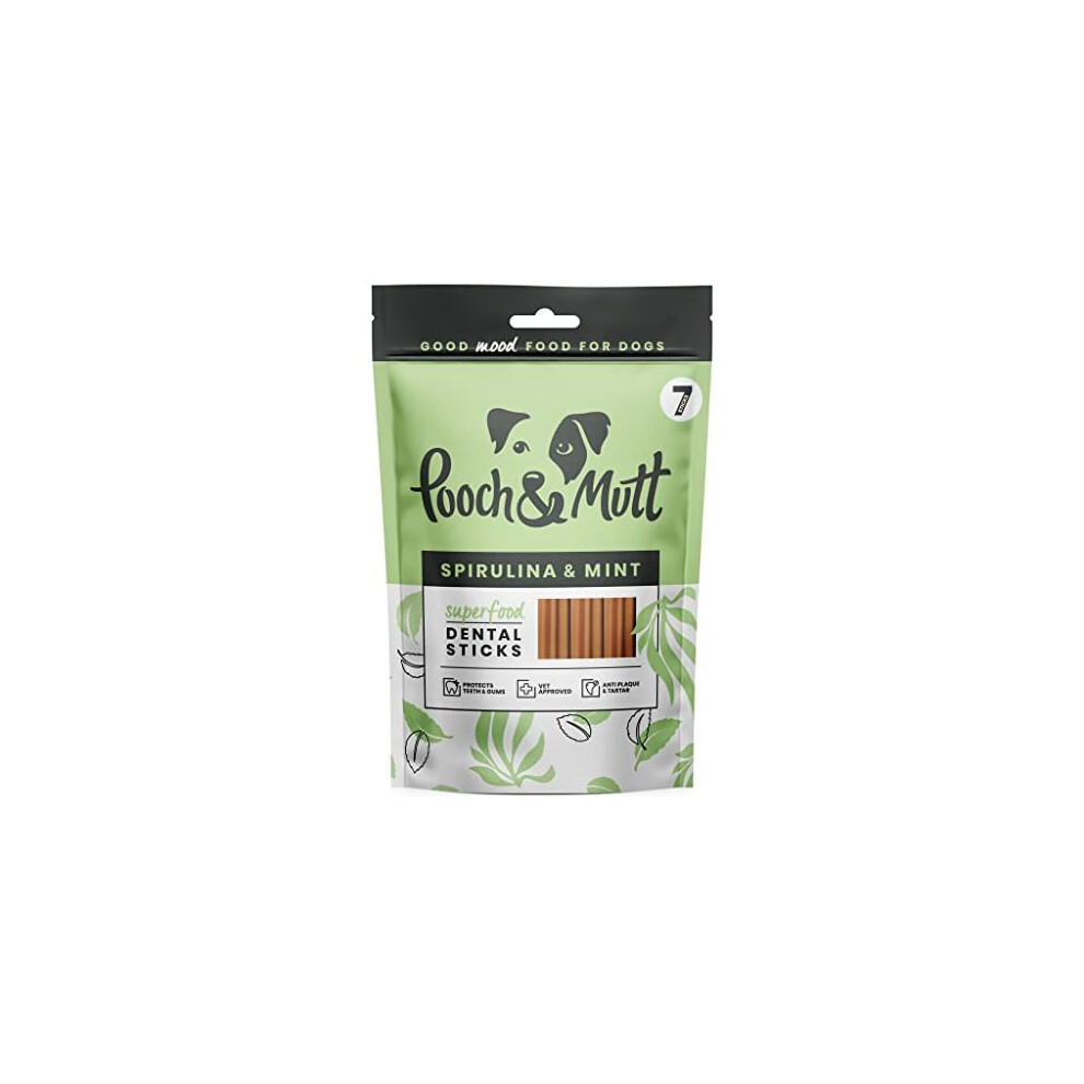 Superfood Dental Sticks By Pooch & Mutt, Spirulina And Mint Flavour, 251g, Brown