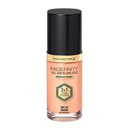 Max Factor Max Factor Facefinity 3-in-1 All Day Flawless Liquid Foundation, SPF 20 - 80 Bronze (Packaging May Vary) 1