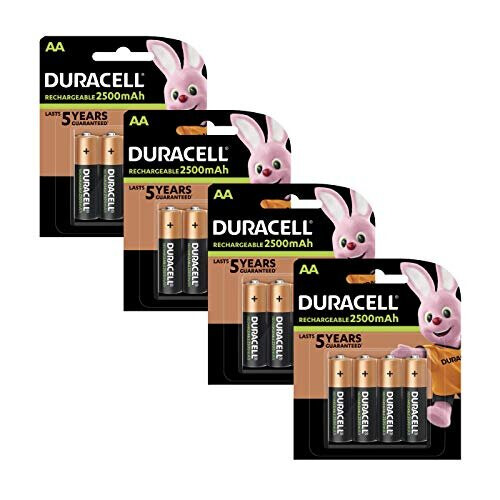 Duracell Pre Charged Rechargeable 2500mAh AA Batteries - Pack of 16