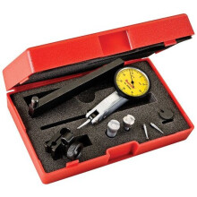 Starrett 3809MAC Dial Test Indicator with Dovetail Mount,4 Attachments, and 2 Extra Contacts, 32mm Yellow Dial, 0.8mm Range, 0.01mm Graduation