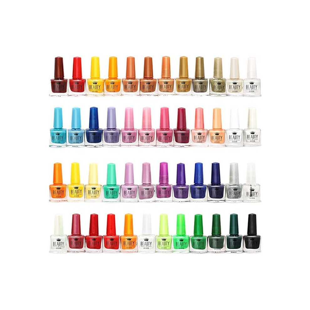 Beauty4Britain 48 X Nail Polish Varnish Set 48 Modern Colours 2 Nail Art Sticker Sets Splash 2 Display Box