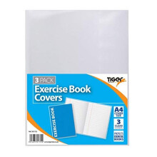 Tiger A4 Clear Exercise Book Covers (30cm x 21cm) Strong Plastic Protecting Sleeves School Notebook (3 Pack)