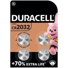 Duracell Specialty 2032 Lithium Coin Battery 3V, pack of 4, with Baby Secure Technology and suitable for keyfobs, scales, wearables and medical