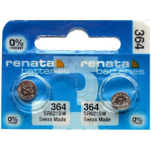 Renata Silver Oxide Watch Battery 364 SR621SW 2 Pack