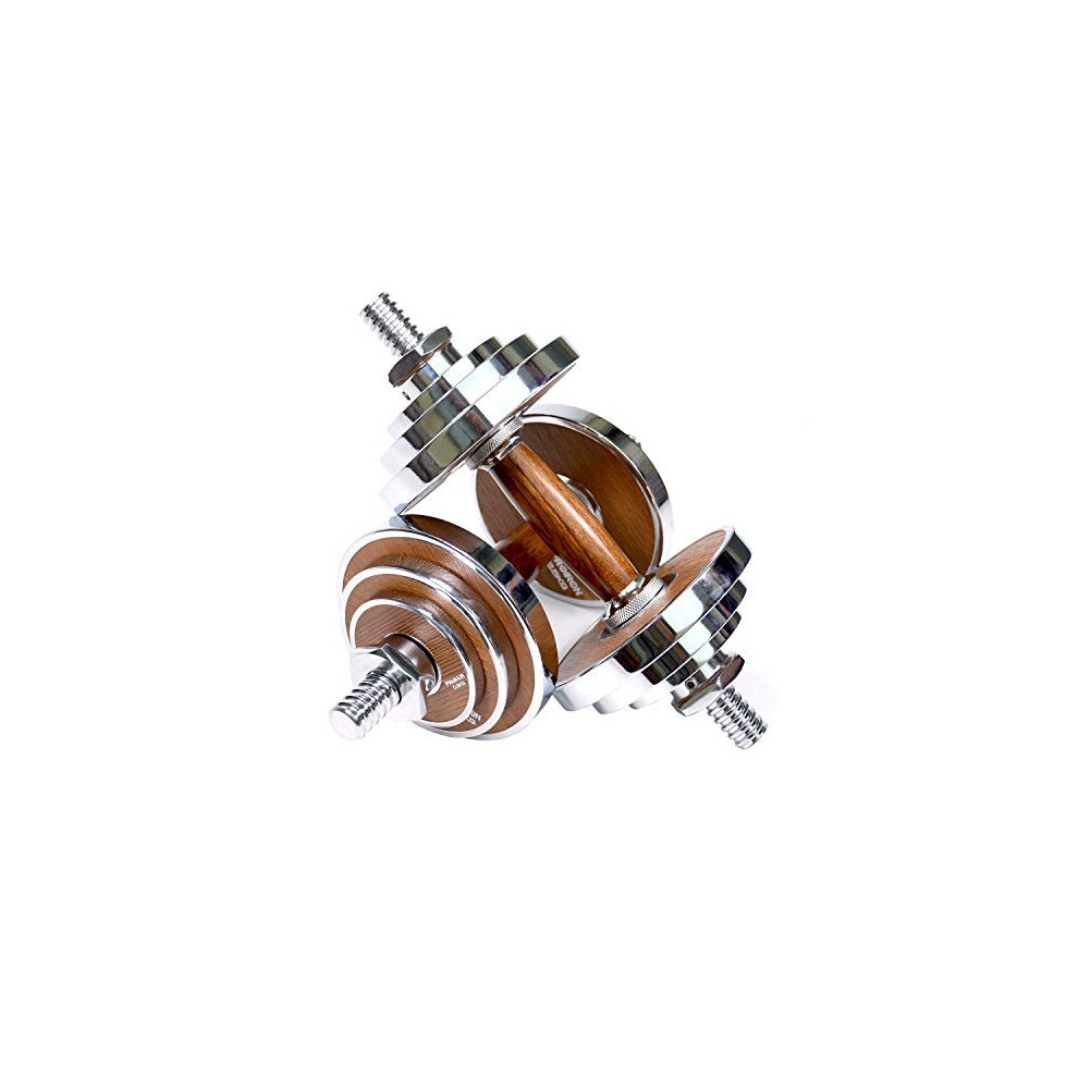Photos - Barbells & Dumbbells PROIRON Steel Dumbbell with Walnut Handle - 20kg Adjustable Dumbbells Weights set, Dumbellsweights Set for Men Women, Hand W 