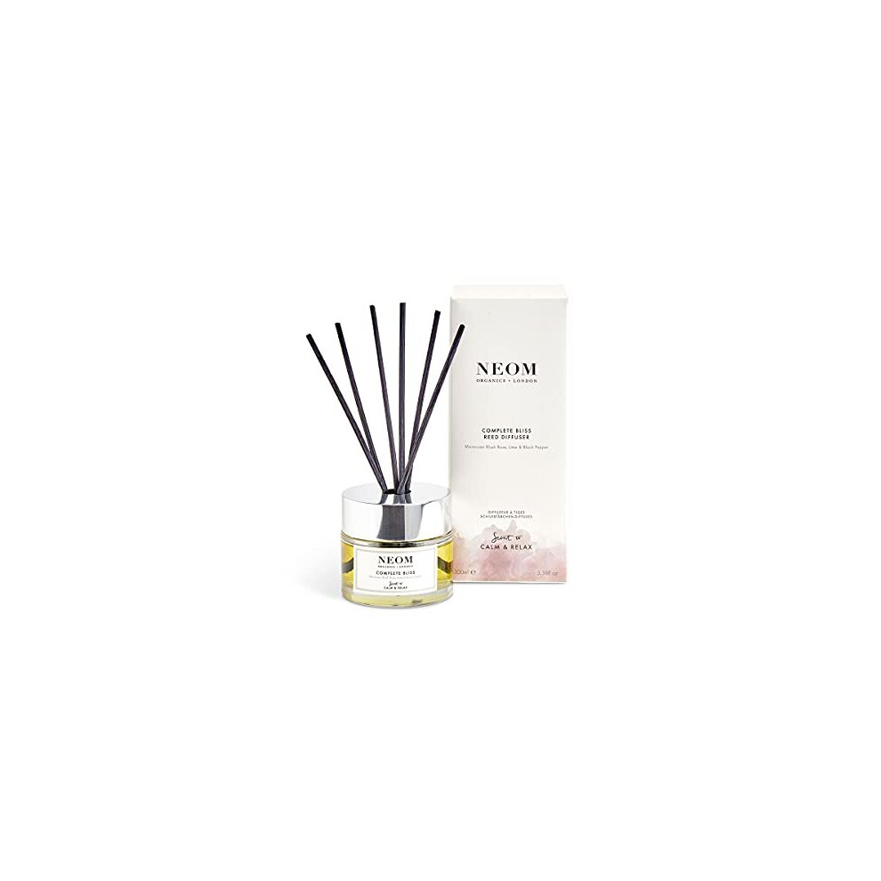Neom- Complete Bliss Luxury Reed Diffuser, 100Ml | Pepper & Blush Rose | Scent To De-Stress Black