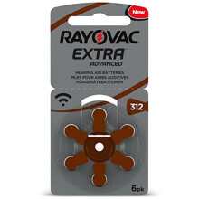 312 Rayovac Zinc Air Extra (Card of six Cells)