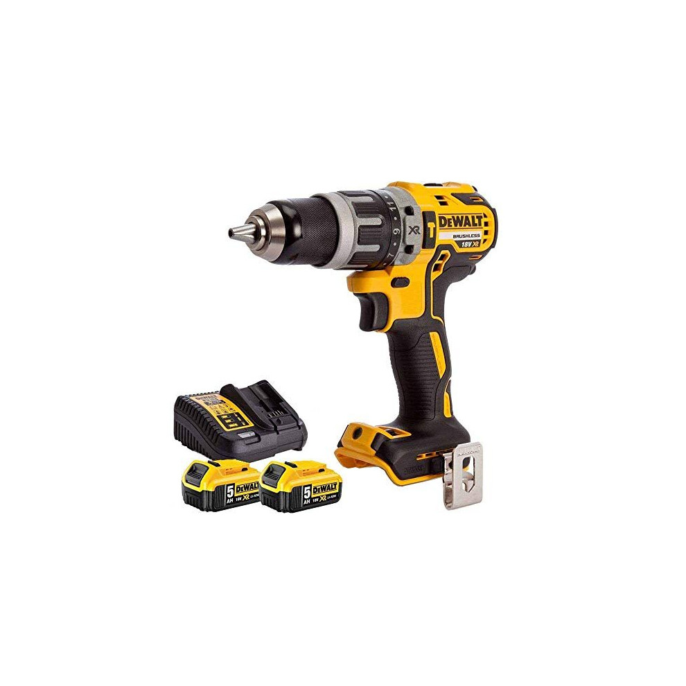Dewalt DCD796N 18v XR Brushless 2 Speed Combi Drill + 2 x 5.0Ah DCB184 Batteries & DCB115 Charger, 18 V