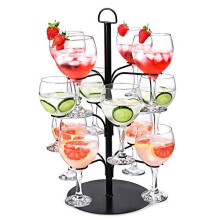 bar@drinkstuff Cocktail Tree Black - Cocktail Glass Display for 12 Glasses, Gin Tree, Ideal for serving Cocktails or Champagne