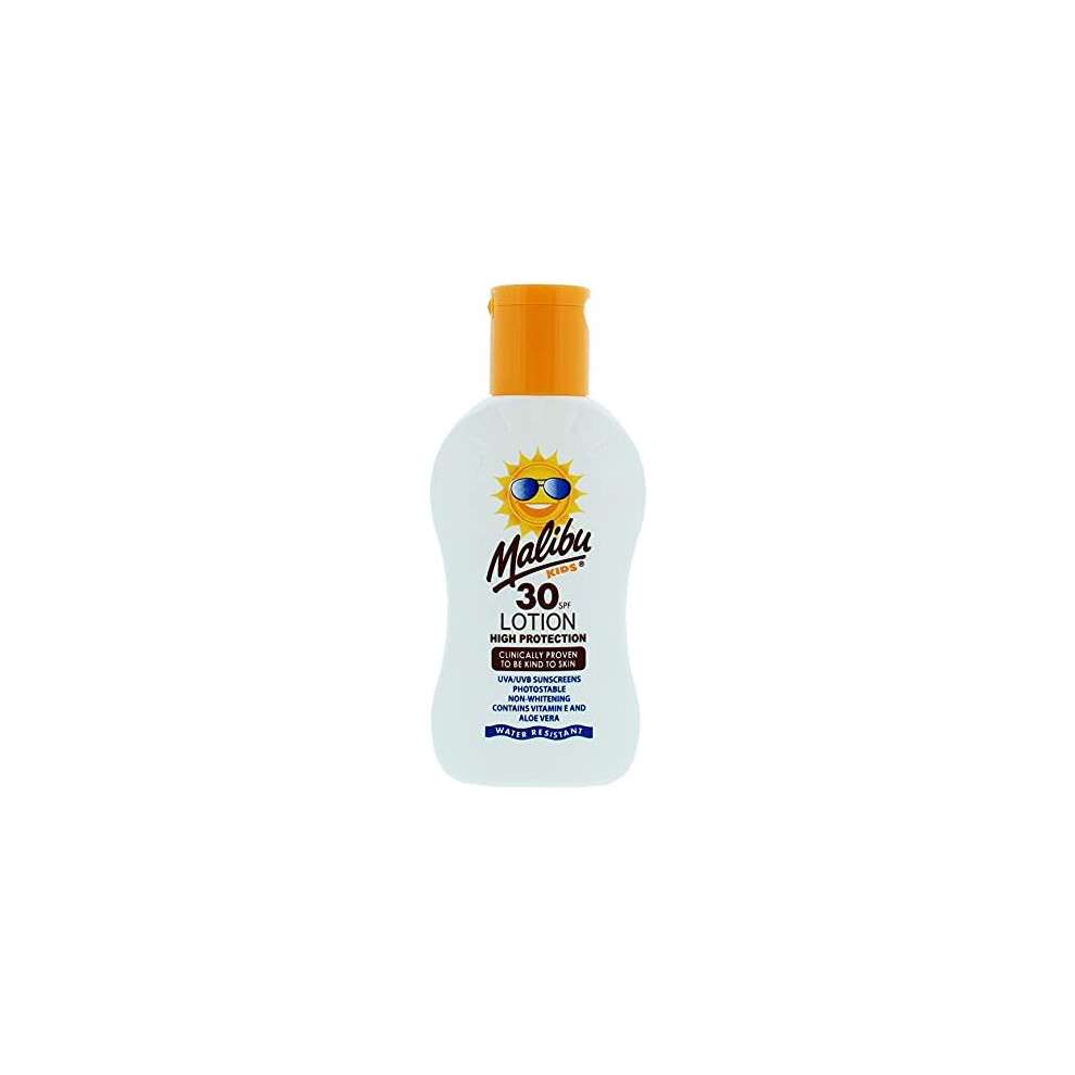 Malibu Sun Kids SPF 30 Lotion, High Protection Sun Cream, Water Resistant, Vitamin E and Aloe Vera Enriched, 100ml