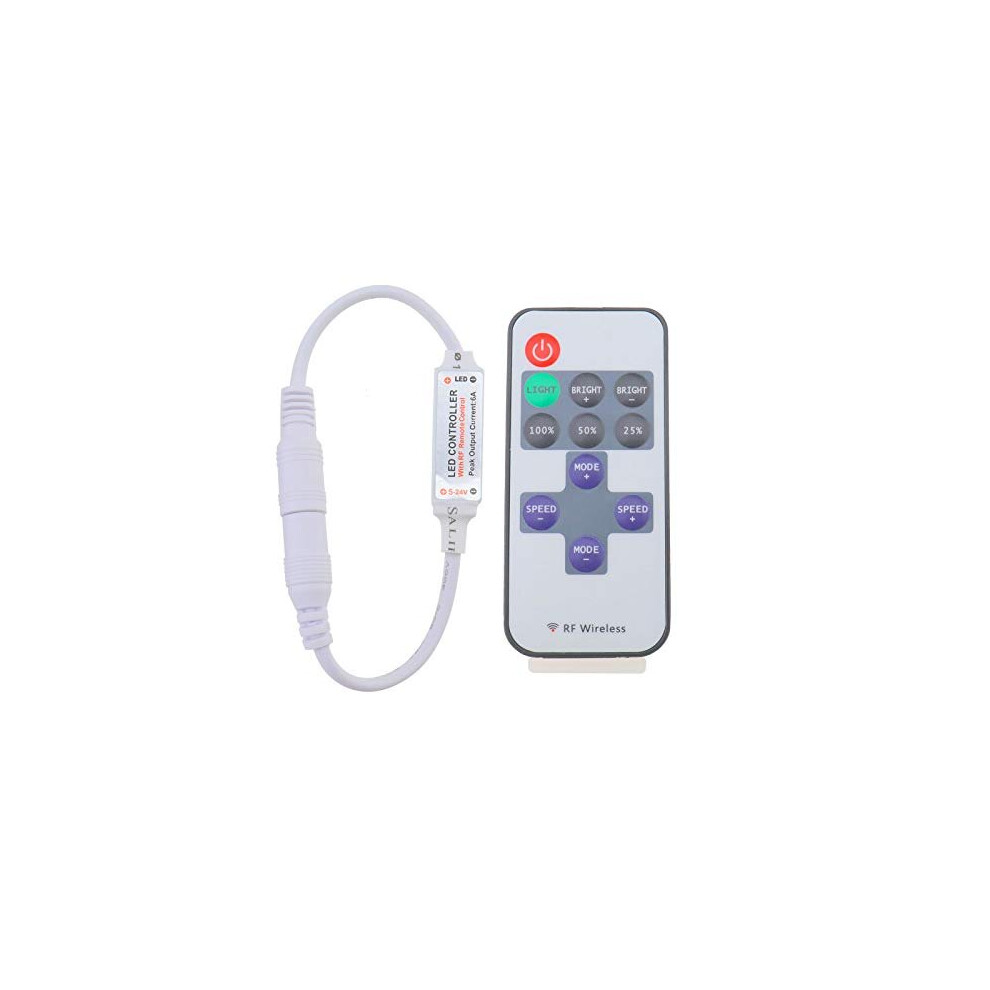 OTOTEC RF Wireless Remote Control For Single Color Strip Light LED DC 12V 12A Mini In-line Dimmer Switch