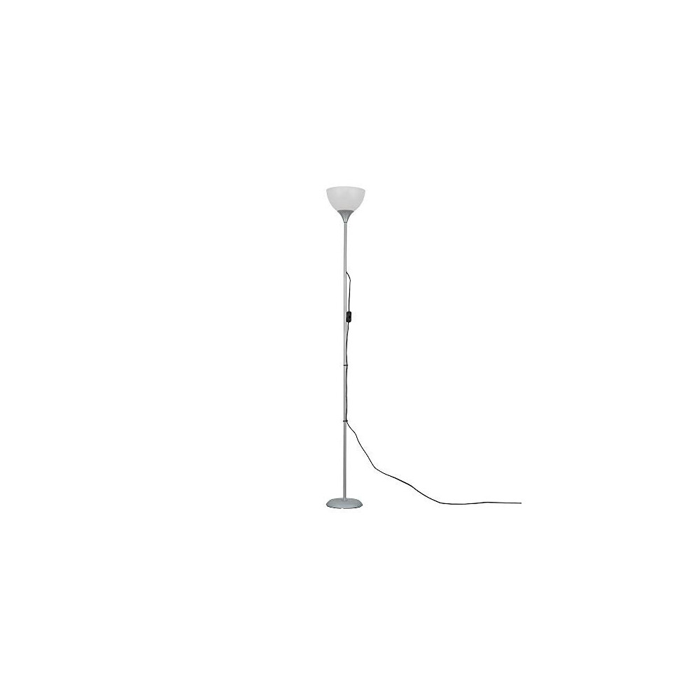 Dalby Silver Single Uplighter Modern Floor Lamp With White Shade