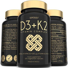 Vitamin D3 K2 Capsules - High Strength Vitamin D Tablets - 4000 IU Vitamin D & 100mcg Vitamin K MK7-120 Capsules - UK Made & Vegetarian - VIT D3 K2