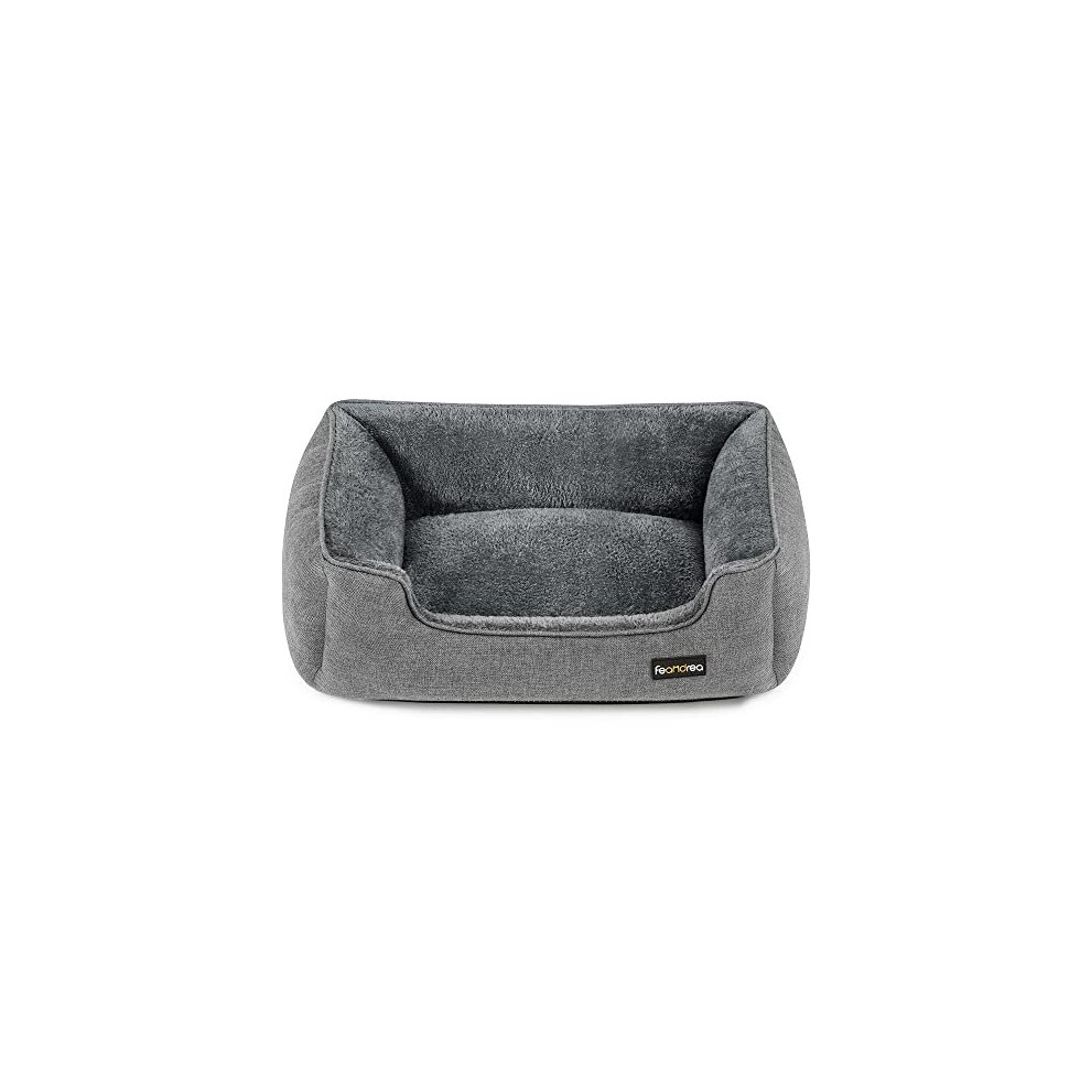 FEANDREA Dog Bed, Pet Bed, Dog Sofa with Removable Washable Cover, for Medium Dogs, 90 x 75 x 25 cm, Grey