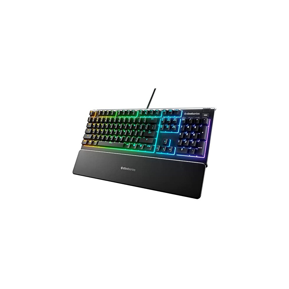 SteelSeries Apex 3 - RGB Gaming Keyboard - 10-Zone RGB Illumination - Premium Magnetic Wrist Rest - American QWERTY Layout