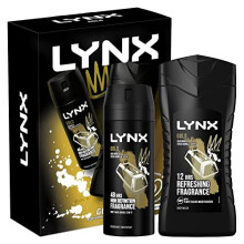 Lynx Gold Duo Gift Set For Him - Lynx Gold Body Spray 150ml & Lynx Gold Body Wash 225ml, Stocking Filler Christmas Gift for Him