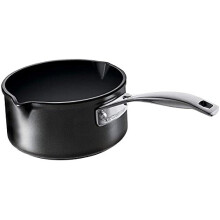 Le Creuset Toughened Non-Stick 16cm Milk Pan w/ 2 Pouring spouts, Aluminium, 51109160010002 , Black