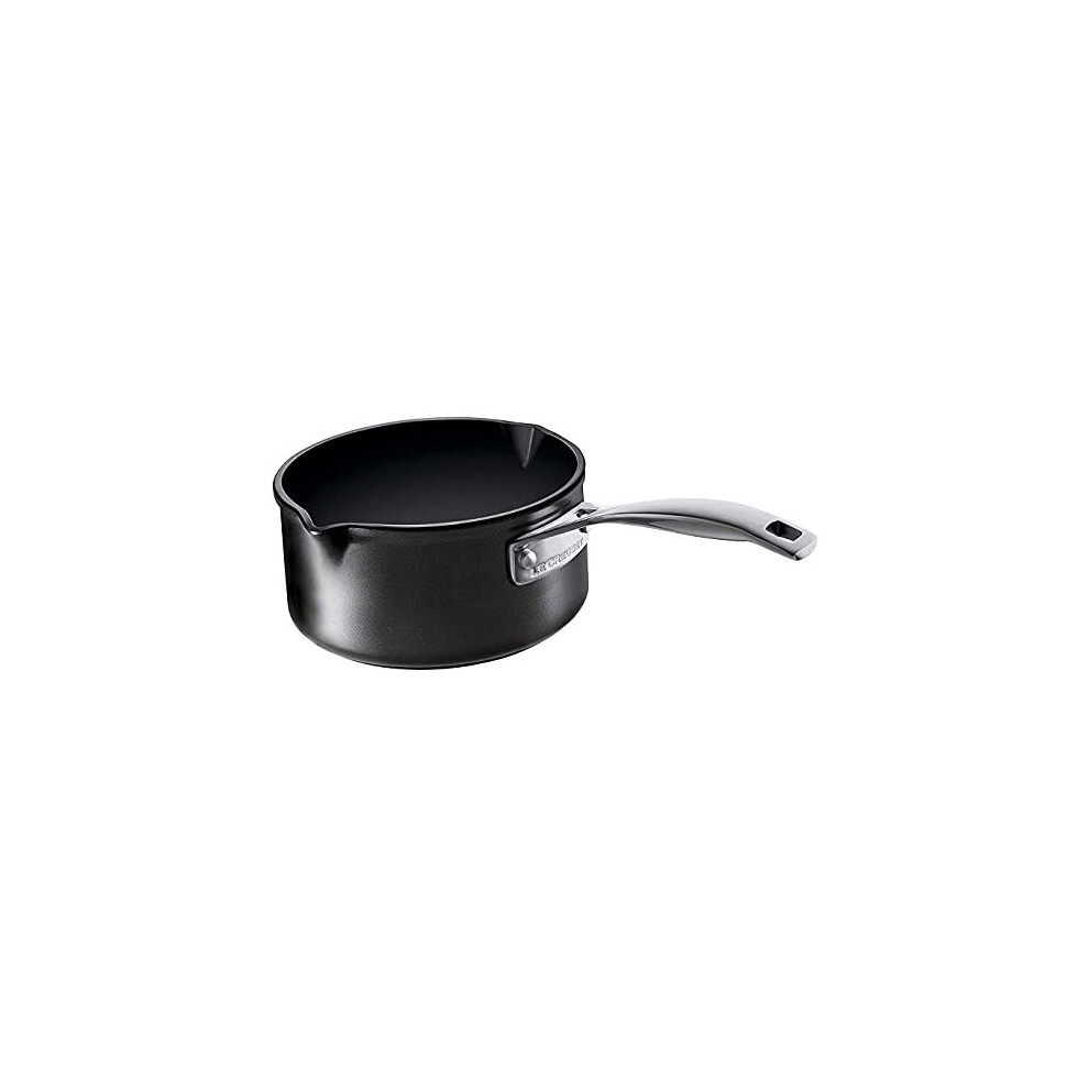 Le Creuset Toughened Non-Stick 16cm Milk Pan w/ 2 Pouring spouts, Aluminium, 51109160010002 , Black