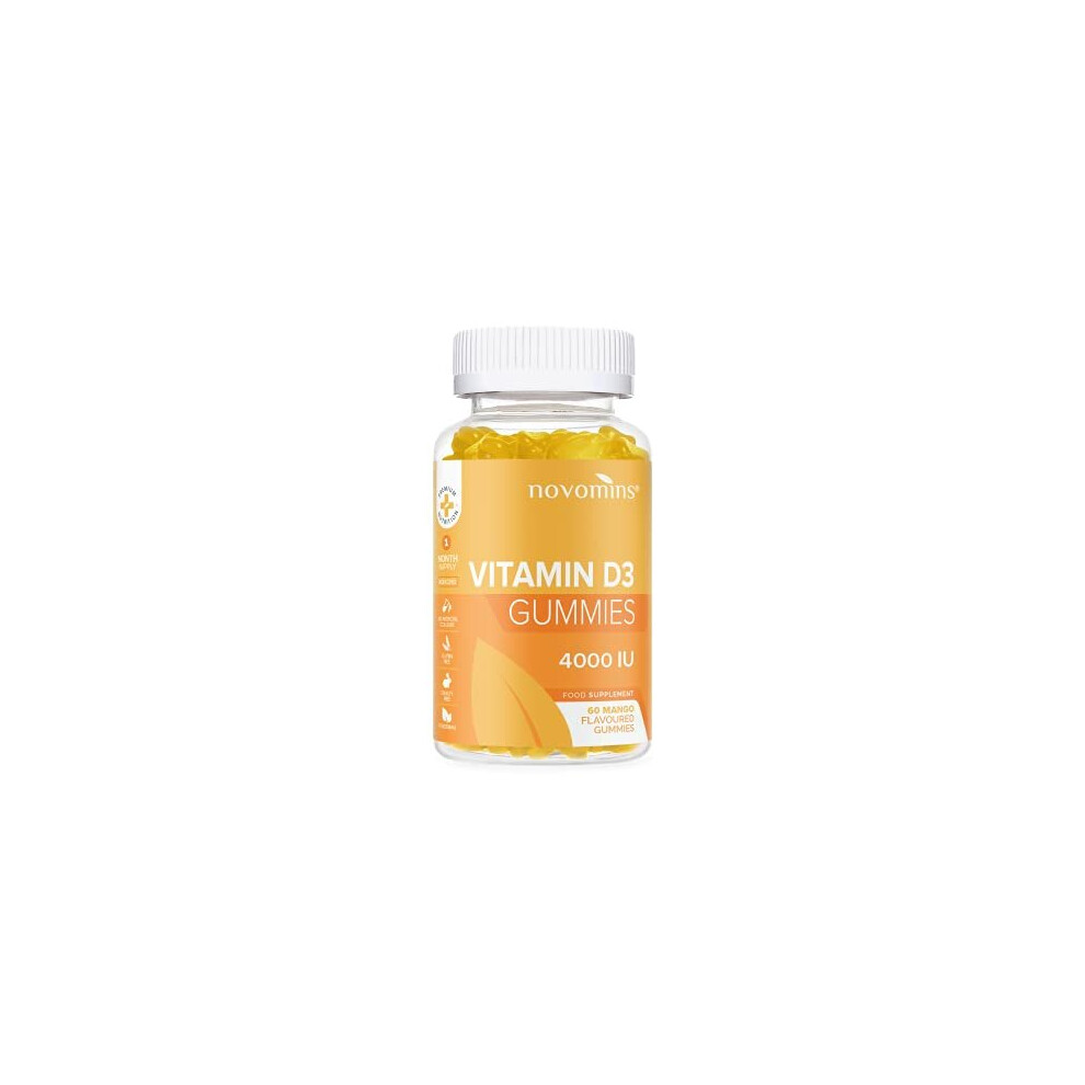 Novomins Vitamin D Gummies - High Strength 4000 Iu Adult Vitamin D3 Gummies - Chewable Gummy Vitamins - Vegetarian - Gluten Free - Vitamin D Gummies By