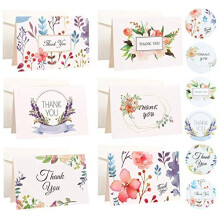 18 Pack Thank You Cards with Envelopes and Stickers 6 Colorful Flower Designs Elegant Bulk Thank You Notes Blank Inside Floral Greeting Cards for