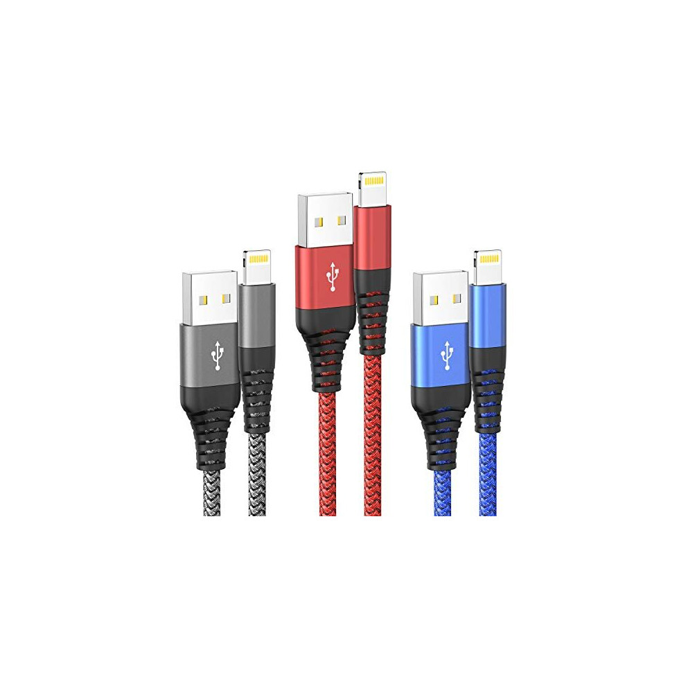 Iphone Charger Cable, Lightning Cable 3Pack 3Ft/1M Iphone Charger Braided Iphone Charger Lead Usb Fast Charging Cable Compatible With Iphone 11/Pro/Xs 6000918675103
