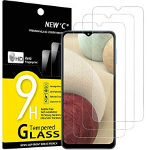[3 Pack] NEW'C Designed for Samsung Galaxy A12, Galaxy A02s Screen Protector Tempered Glass, Case Friendly Anti Scratch Bubble Free Ultra Resistant