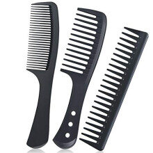 URAQT 3-Pack Carbon Fiber Wide-Tooth Hair Comb Set - Anti-Static, Heat-Resistant Detangler for Wet/Curly Hair, Reduces Breakage