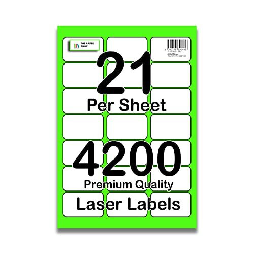 [4200 Labels] Self Adhesive White Sticky Printer Labels for A4 Printer 21 per Sheet | Sticky Printer 21 per A4 Sheet Address Labels | Laser Printer 1